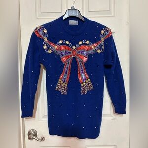 Vintage Marisa CHristina royal blue sweater lambs wool/angora blend M